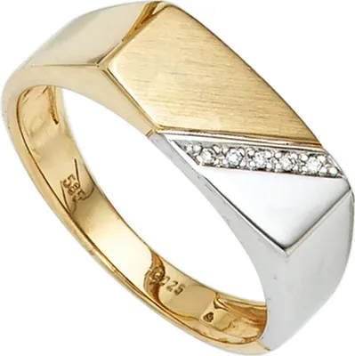 Produktbild von JOBO Herren Ring 585 Gold Gelbgold Weißgold bicolor 5 Diamanten Herrenring Größe 64