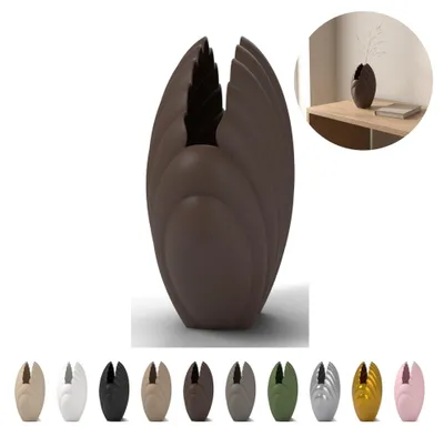 Produktbild von Deko Vase Muschel 13,8 cm, skulptural aus PLA – Schokoladenbraun