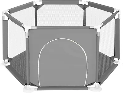Produktbild von Baby Laufgitter Tragbarer Kinderzaun mit Atmungsaktivem Netz Faltbar Laufgitter Stabil Laufgitter für Kleinkinder für Indoor-Outdoor-Aktivität (Grau)