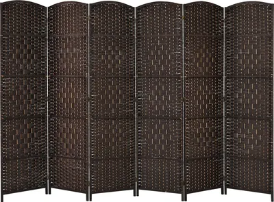 Zdjęcie produktu dla COSTWAY 6 TLG. Ścianka działowa, parawan zewnętrzny 273 x 180 cm, składany parawan, włókno papierowe i rama z drewna topolowego, przegroda pokojowa, brązowy