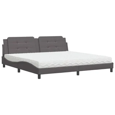 Immagine prodotto di Letto con Materasso Zadar Grigio 200x200 cm in Pelle finta