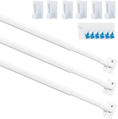 Produktbild von Ausziehbare Gardinenstangen mit Klebehaken, 40-70 cm, 3er Set, für Fensterdekoration