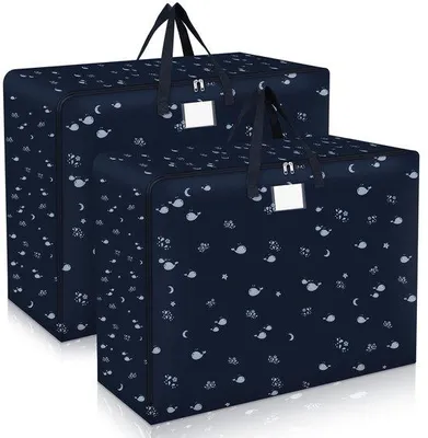 Productafbeelding van Ibenzoa® Opbergtassen, set van 2 – elk 105 liter (70x50x30 cm), 600D Oxford, verstevigde draaghandgrepen en dubbele rits, water- en stofbestendig, geschikt voor dekens en kleding