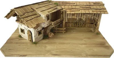 Produktbild von Krippenstall Holz natur 70x39x30 cm für Deko und Figuren