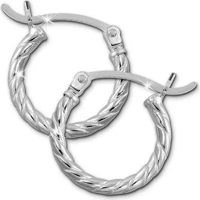 Image de SilberDream Créoles pour femmes 925 argent argent torsadé Boucles d'oreilles 15mm SDO0061J