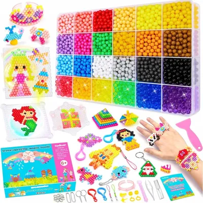 Produktbild von Aqua Magic Beads Wassperlen Set 3100 Stück Schablonen Zubehör
