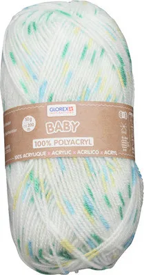 Produktbild von Wolle Baby Acryl weiß-grün gepunktet 200 m 50 g
