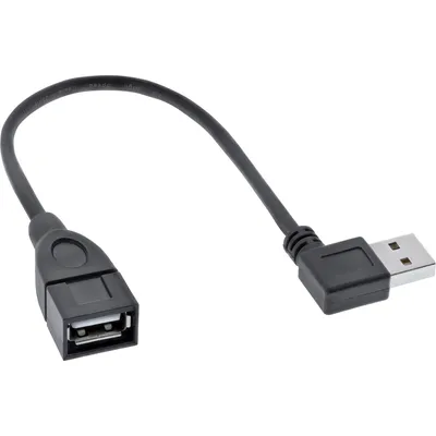 Image de InLine® 34602R Rallonge Smart USB 2.0 coudée, prise/prise femelle, type A, noir, 0,2m