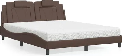 Produktbild von vidaXL Bett "Viana" mit Matratze Braun 160x200 cm Kunstleder