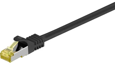 Immagine prodotto di Goobay 91608 Cavo patch RJ45 CAT 6A S/FTP (PiMF), 500 MHz con cavo CAT 7 grezzo, nero, 2 m - LSZH senza alogeni, rame, spina RJ45 (CAT 6A)