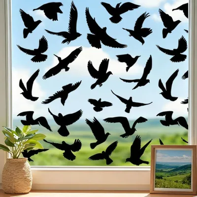Imagen del producto de Calcomanías para ventanas con motivos de pájaros, 9 unidades, color , para uso interior y exterior