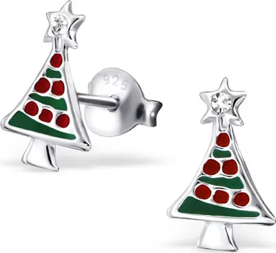 Produktbild von Weihnachtsohrringe: Silber Ohrstecker „Tannenbaum“ für Damen und Kinder
