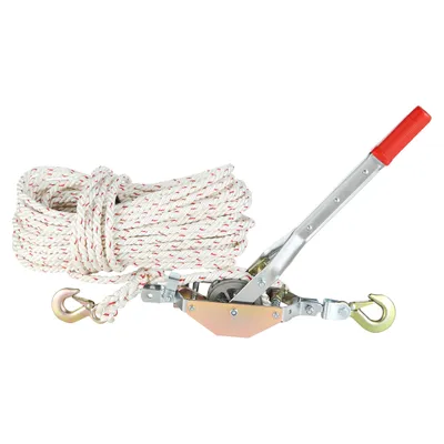 Produktbild von VEVOR Handhebelseilzug 0,75 Tonnen Tragfähigkeit Handseilwinde 30,48 m Seil aus Polyester Kettenwinde 665 x 80 x 200 mm Handseilzug 42,9 cm Grifflänge Seilzug rücklaufsicher Flaschenzug Hebezeuge