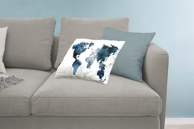 Produktbild von MuchoWow® Zierkissen Sofakissen Wohnzimmer Dekokissen 60x40 cm Weltkarte - Blau - Abstrakt - Kopfkissen - Polster mit Foto