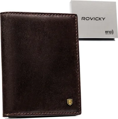 Obrázek produktu pro Rovicky Pánská peněženka z přírodní kůže RFID tmavě hnědá 12,5x9 cm