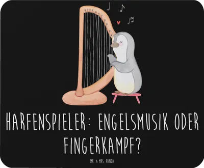 Produktbild von Mr. & Mrs. Panda Mauspad Harfe Melodien - Schwarz - Geschenk, Saiteninstrument, laptop, Musik, Elegant, pc, Mousepad, Spielen lernen, Instrument, Mouse Pad, Musikhumor