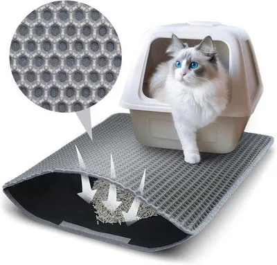 Produktbild von Famanu Katzenstreumatte - 60 x 45 cm - doppellagig - rutschfest - wasserdicht - Honigwaben-Design
