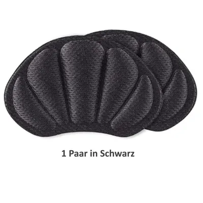 Produktbild von olotos Fersenpolster, Schwarz, Anti-Slip, aus Atmungsaktiver Baumwolle, selbstklebend, zuschneidbar, 4 Paar, ca. 6 x 9,4 cm, 7 mm Dicke