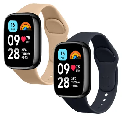 Produktbild von kwmobile 2x Uhrenarmband für Xiaomi Redmi Watch 3 Active Armband - Fitnesstracker Band Set aus TPU Silikon - Ersatzarmband Smartwatch - Dunkelblau