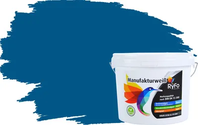 Produktbild von RyFo Colors Bunte Wandfarbe Manufakturweiß Capriblau 3l - weitere Grau Farbtöne und Größen erhältlich, Deckkraft Klasse 1, Nassabrieb Klasse 1