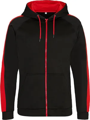 Produktbild von Just Hoods JH066 | Herren Sports Polyester Zoodie - Farbe: Jet Black/Fire Red - Größe: L