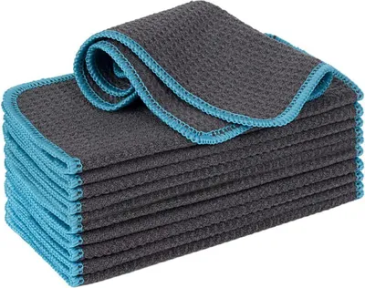 Produktbild von Mikrofasertuch Grau 12 Stück 20x20 cm Küchentuch Fusselfrei Waschbar Strukturtuch