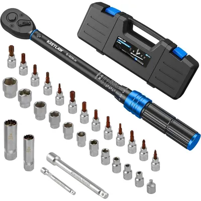 Immagine prodotto di Set di chiavi dinamometriche da 30 pezzi, attacco da 3/8", coppia da 5-60 Nm, 72 denti, precisione ±3%, con prolunghe e bussole