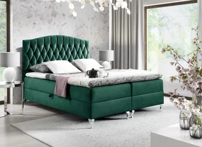 Produktbild von Boxspringbett Schlafzimmerbett DEVRAN 140x200cm Stoff Fresh Grün
