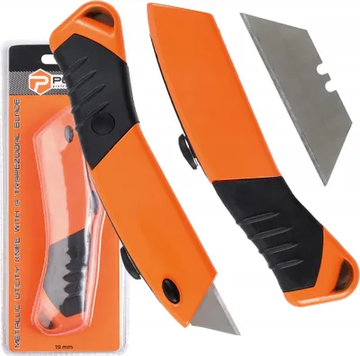 Produktbild von Polax Metallmesser 19 mm mit Trapezklinge – Profi-Baumesser mit Schraubverriegelung zum Schneiden von Sperrholz, Linoleum und Folie