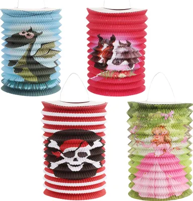 Produktbild von com-four® 4x Laterne mit bunten Motiven - Papierlaterne für Sankt Martin und Halloween - Martinslaterne für Kinder