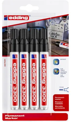 Produktbild von edding 3300 Permanentmarker schwarz (4er Blister)