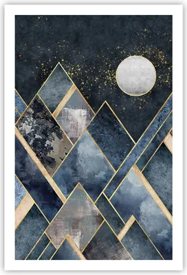 Produktbild von Poster - Poster ohne Rahmen - Figuren Geometrisch Berge - 61x91,5 cm - Wand Bild - Wanddeko - Wandbilder - Kunstposter - Wandposter - Bilder - Kunstdruck - Wanddekoration - Wandbild - P2XPA61x91-5139