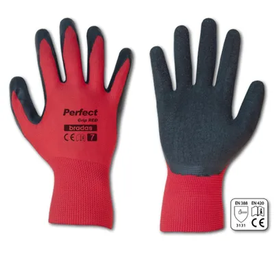 Produktbild von Arbeitshandschuhe mit Latexbeschichtung, rot/schwarz 10