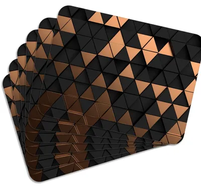 Produktbild von MG Design Set aus 6 Kork-Platzsets - Golden Triangles - 30 x 40 cm - hitzebeständig & abwischbar, mit Korkrückseite
