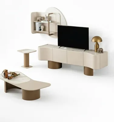 Produktbild von Wohnzimmer Set Moderner Stil Beigefarbene Minimalistisches Design