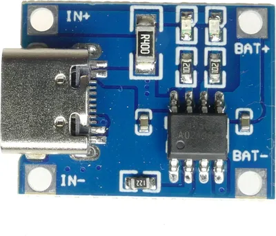 Obrázok produktu pre Rosfix TP4056 – Nabíjačka lítium-iónových Batérií | USB Typu C, 5V, Max. 1A, Nabíjacie Napätie 4,2V, 23 x 17,35 mm | Kompatibilita Batérií: OUT+/OUT