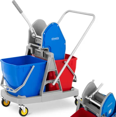 Produktbild von Bodenreinigungswagen mit Wringer-Flachmopppresse zwei Eimer 2 x 20 l