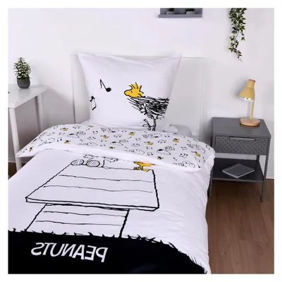Produktbild von Peanuts Bettwäsche Rhythm of Harmony Snoopy Woodstock 100% Baumwolle 135 x 200 cm und 80 x 80 cm