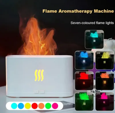 Produktbild von Flame Aroma Diffuser Luftbefeuchter, 7-Flammen-Farbe, geräuschloser Diffusor für ätherische Öle für Zuhause, Büro, Yoga mit Auto-Off-Schutz 180ml (Weiß)
