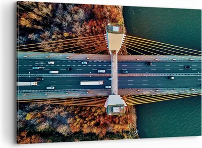 Produktbild von Bild auf Leinwand - Leinwandbild - Einteilig - Brücke Siekierkowski Warschau - 100x70cm - Wand Bild - Wanddeko - Wandbilder - Leinwanddruck - Bilder - Wanddekoration - Leinwand bilder - AA100x70-4663