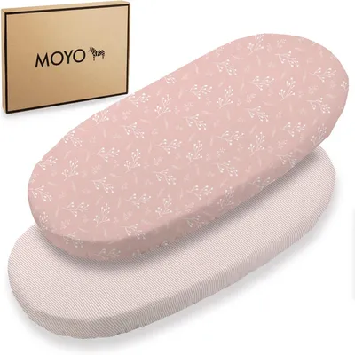 Immagine prodotto di Lenzuola elastiche per culla, misura 90 x 55 cm, set da 2, traspiranti, color rosa, per culla