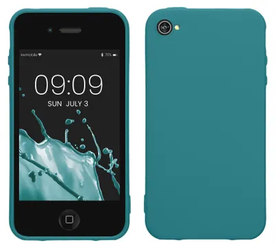 Produktbild von kwmobile Handyhülle für Apple iPhone 4 / 4S Hülle - TPU Case - Kabelloses Laden - Schutzhülle Cover in Petrol matt