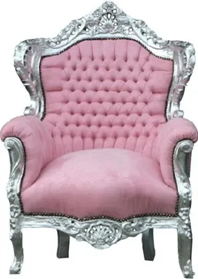 Produktbild von Casa Padrino Barock Sessel "King" Rosa/Silber