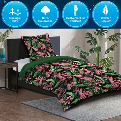 Imagen del producto de SANILO® Juego de sábanas de 135x200 cm, 100% algodón de alta calidad, de 2 piezas: funda de edredón y funda de almohada de 80x80 cm - Bali