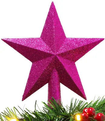 Weihnachtsbaumspitze 20 cm, Glitzerstern, knallpink