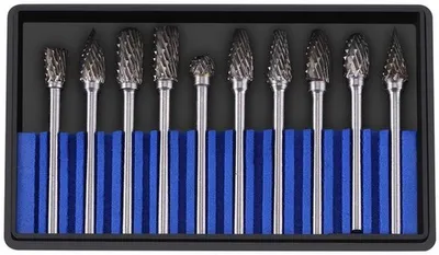 10-teiliges Diamantfräswerkzeugset 3 mm Schaft 6 mm Durchmesser für Holzbohrungen und Schneidarbeiten