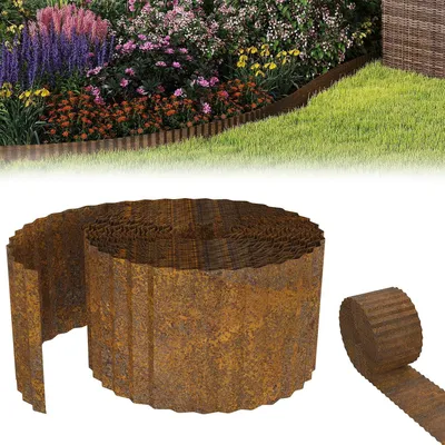 Produktbild von QEENTOE Rasenkante aus Legierter Metall Beeteinfassung 15 m Wellen | 15cm Höhe, Raseneinfassung Ideal für Rasenbegrenzung, Flexibel Beetumrandung für Gartenliebhaber und Landschaftsgestaltung