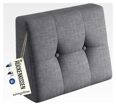 Produktbild von Palettenkissen für den Außenbereich, UV-beständig, wasserdicht - Rückenkissen 60x40x20/10cm - Auflage für Palettensofa im Haus und Garten - Polster für Palettenmöbel - Kissen in Grau