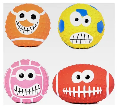 Produktbild von Quietschende Hundebälle, 4er Set Latex Hunde Quietschspielzeug, 2,7'' Weiche Bouncy Fetch Bälle für Mittlere und Kleine Haustiere