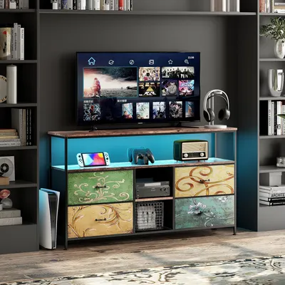 Immagine prodotto di supporto TV LED da 137 cm con struttura in metallo e spazio di archiviazione per soggiorno e camera da letto